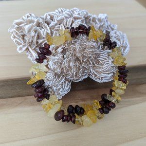 Genuine Garnet and Citrine Chip Bracelet